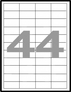 Print etikety 48,5 x 25,4 mm v aršíku A4, etiket na archu 44
